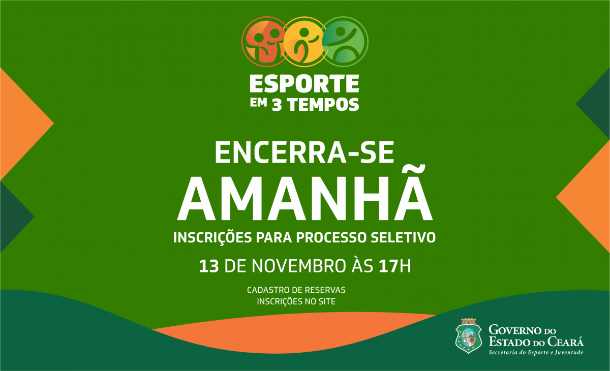 Banner inscrições do programa Esporte em 3 tempos